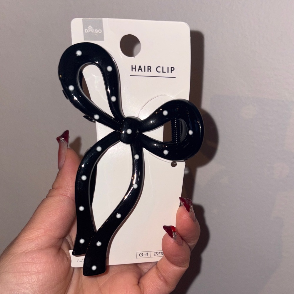 Black Bow Hair Clip with dots 🖤